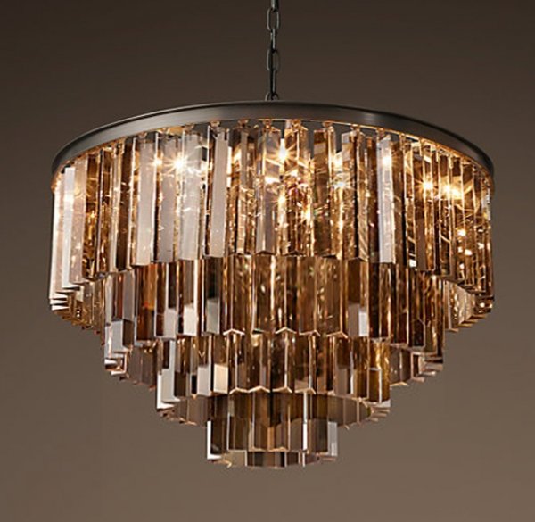 Люстра RH 1920s Odeon Smoke Glass Fringe Chandelier -60 Черный в Новосибирске | Loft Concept 