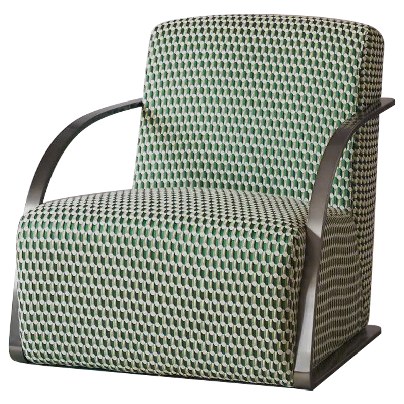 Кресло Esme Green Pattern Armchair Зеленый Темный хром в Новосибирске | Loft Concept 