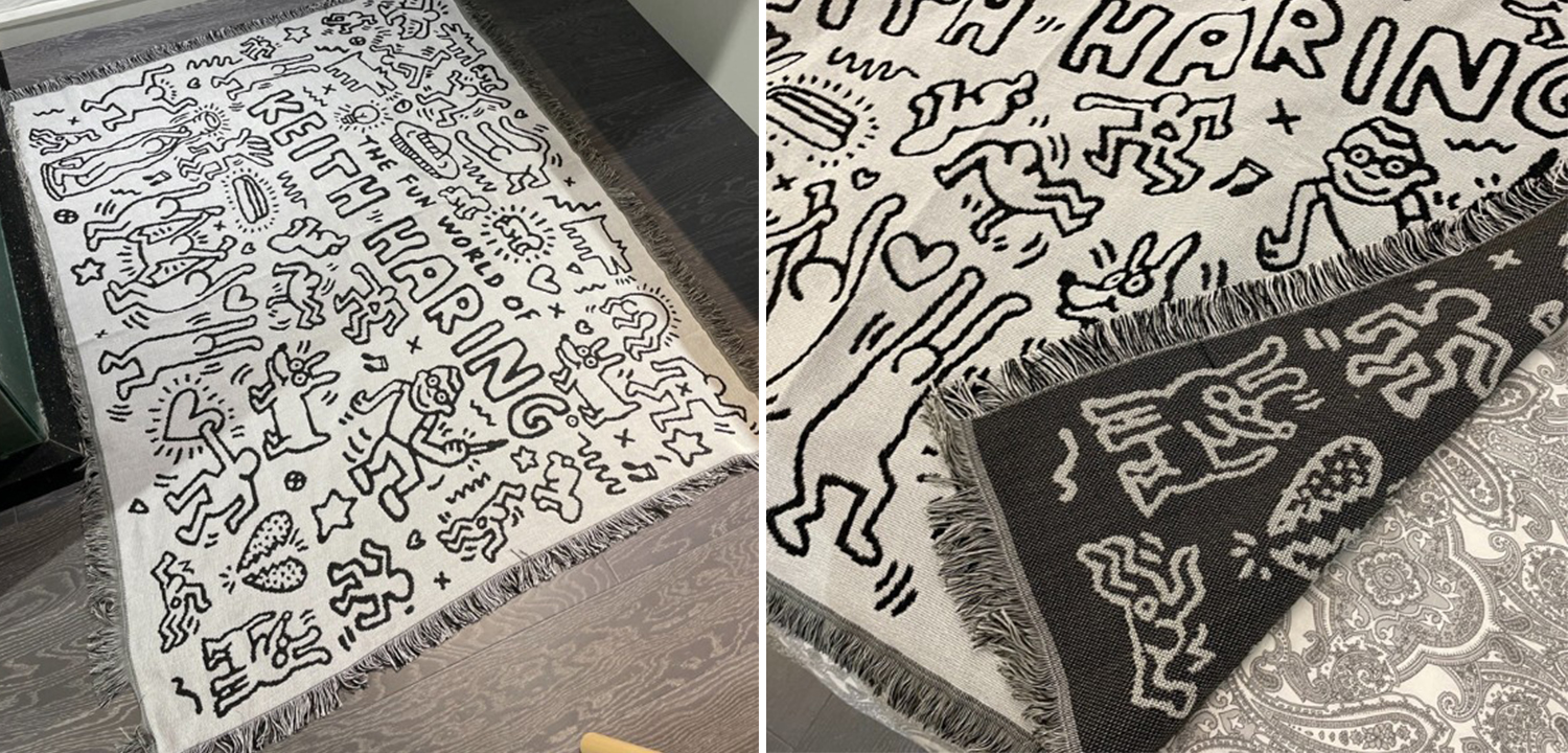 Покрывало граффити черно-белое Кит Харинг Keith Haring Bed Сover - фото