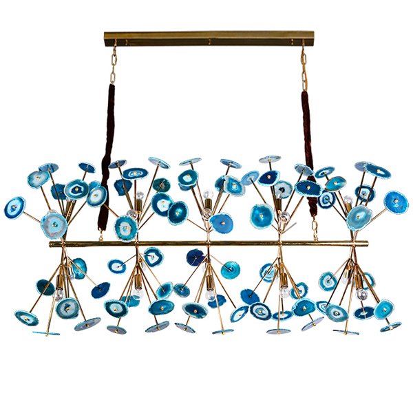 Люстра Agate Burst Chandelier Blue Line Золотой Синий в Новосибирске | Loft Concept 