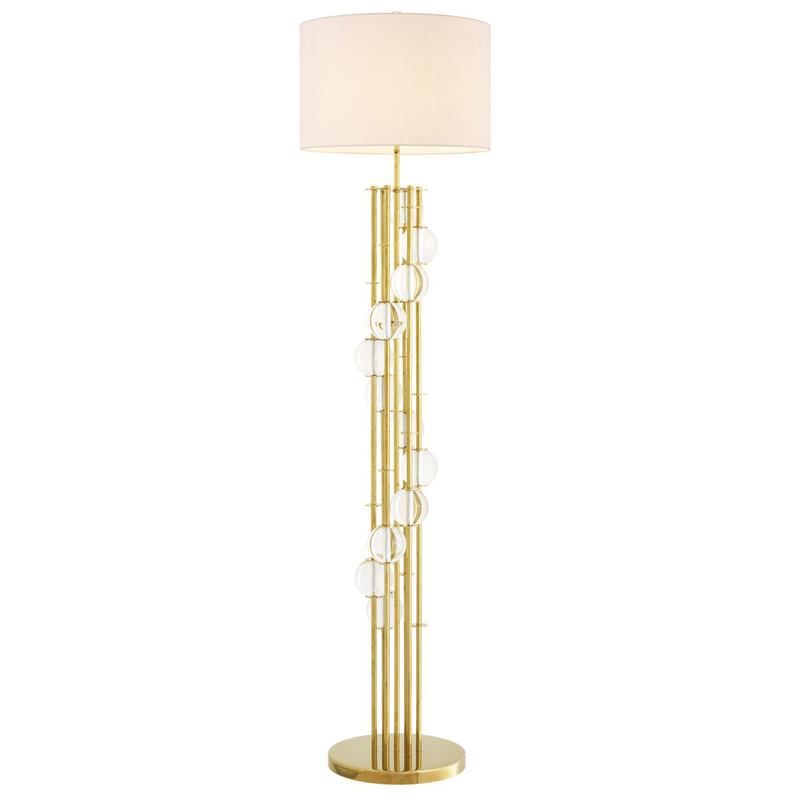 Торшер Eichholtz Floor Lamp Lorenzo Gold & white Глянцевое золото Белый Прозрачный в Новосибирске | Loft Concept 