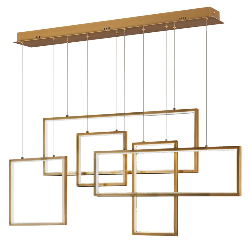 Люстра Rectangle Geometry Chandelier Gold 5 Золотой в Новосибирске | Loft Concept 