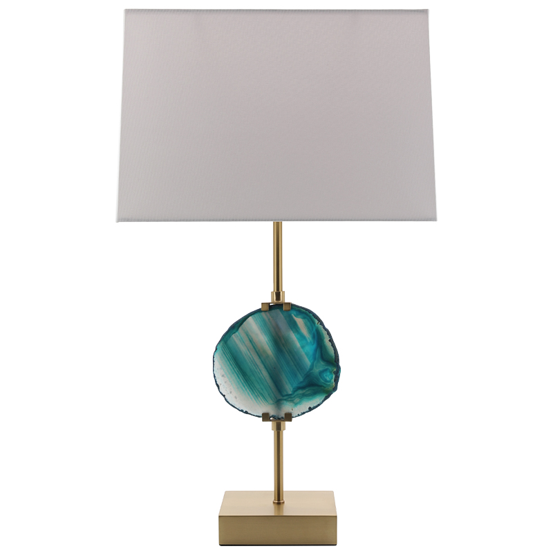 Настольная лампа Blue Agate Design Table Lamp Латунь Синий Бирюзовый Белый в Новосибирске | Loft Concept 