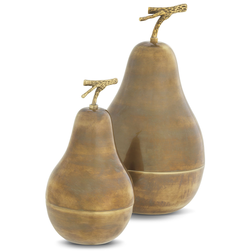 Комплект шкатулок Eichholtz Box Pear Set of 2 brass Винтажная латунь в Новосибирске | Loft Concept 