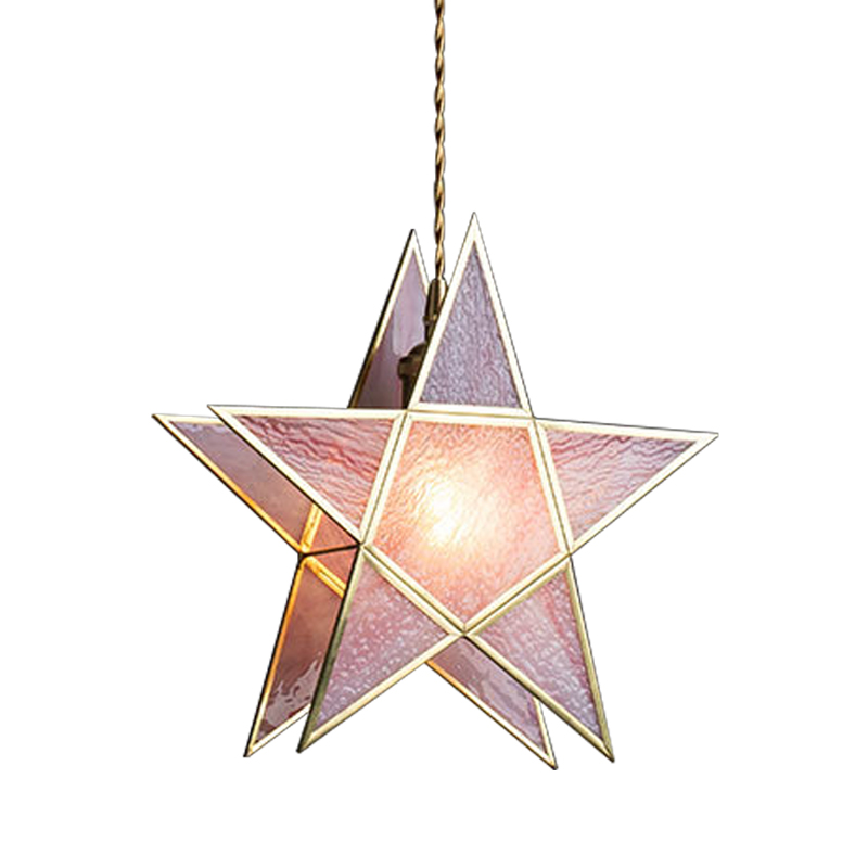 Подвесной светильник Star Pink Glass Hanging Light Розовый Латунь в Новосибирске | Loft Concept 