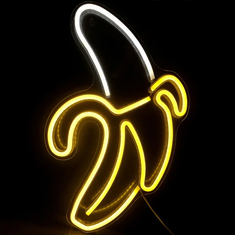 Неоновая настенная лампа Banana Neon Wall Lamp Прозрачный Белый Желтый в Новосибирске | Loft Concept 