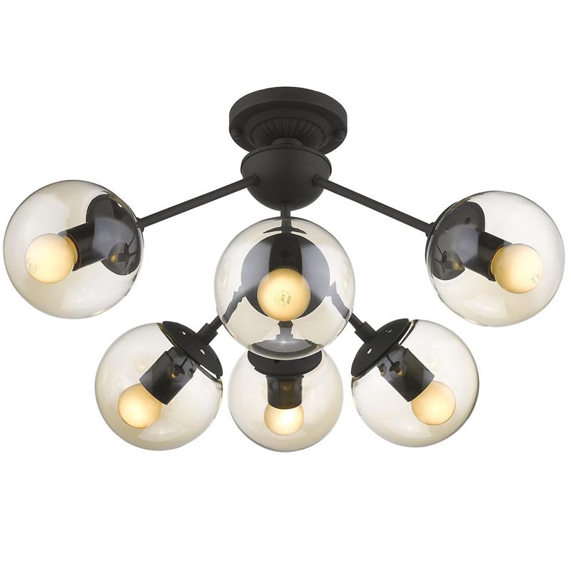 Потолочный светильник Ceiling Lamp Modo 6 black Черный Янтарный в Новосибирске | Loft Concept 