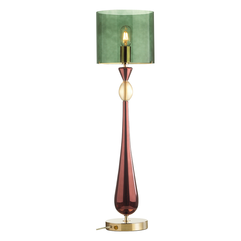 Настольная лампа Roser Green Burgundy Table Lamp Бургундский красный Золотой Зеленый в Новосибирске | Loft Concept 