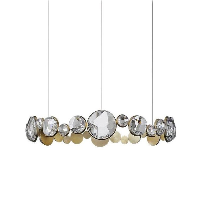 Люстра RING horizontal chandelier with crystals Прозрачный Латунь в Новосибирске | Loft Concept 