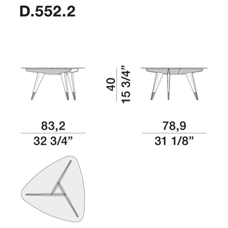 Дизайнерский кофейный стол со стеклянной столешницей Gio Ponti D.552.2 Coffee Table в Новосибирске