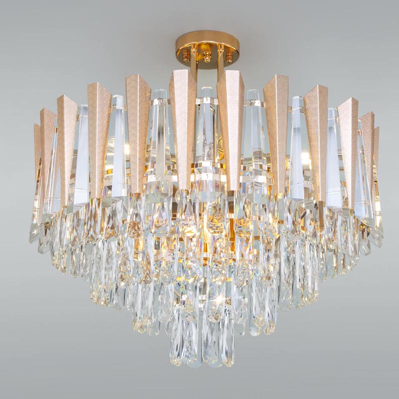 Потолочная люстра Crystal Edge Chandelier Прозрачный (Transparent) Золотой в Новосибирске | Loft Concept 