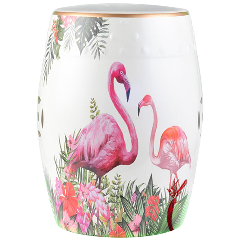 Керамический табурет Flamingo Tropical Animal Ceramic Stool White Белый Розовый Зеленый в Новосибирске | Loft Concept 