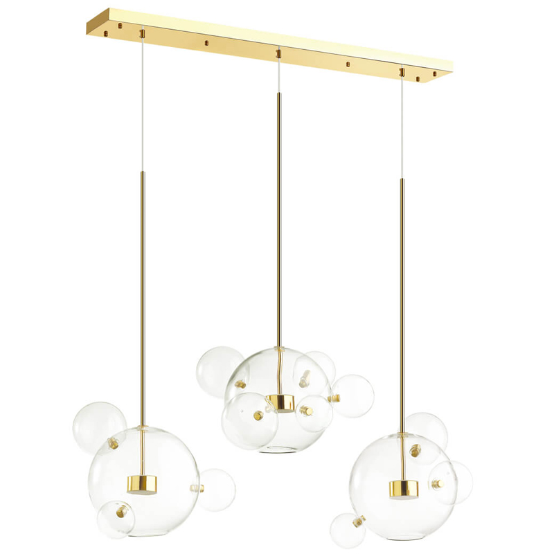 Люстра Transparent Bubble Chandelier Gold Line Глянцевое золото Прозрачный в Новосибирске | Loft Concept 