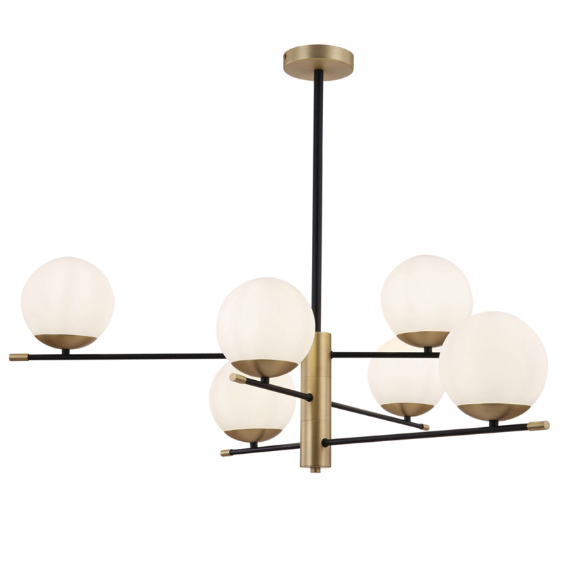 Светильник Spike Six Balls Hanging Lamp матовое золото Прозрачный белый в Новосибирске | Loft Concept 