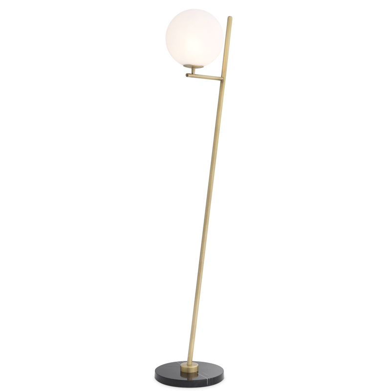 Торшер Eichholtz Floor Lamp Flynn Brass Латунь Античная полированная Белый Черный Мрамор Nero в Новосибирске | Loft Concept 