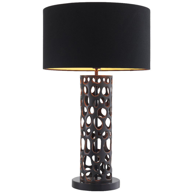 Настольная лампа Eichholtz Table Lamp Dix Bronze Черный Темная бронза Черный Мрамор Nero Золотой в Новосибирске | Loft Concept 