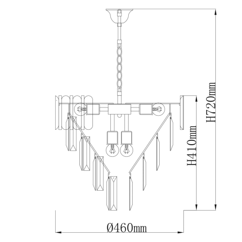 Люстра из черного металла с многоярусными подвесками из прозрачного хрусталя на золотой цепи Empire Black Chandelier Crystal в Новосибирске
