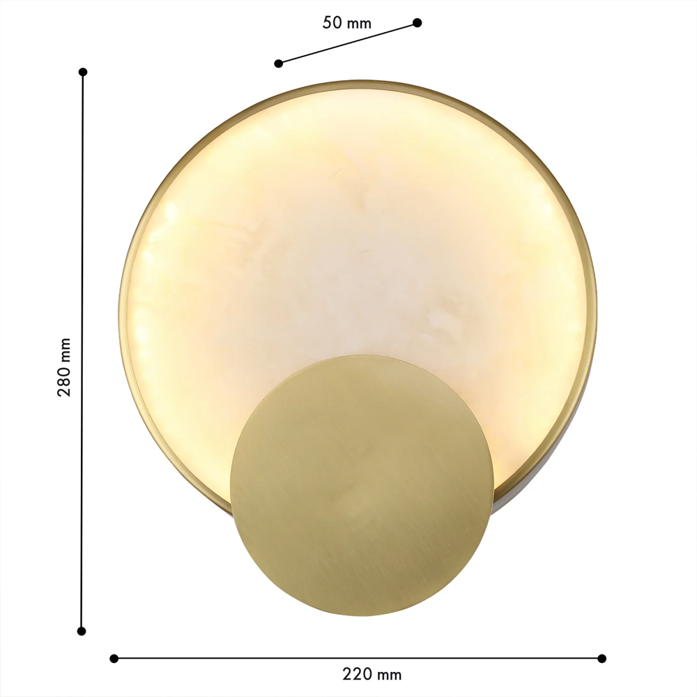 Бра в форме диска из бежевого алебастра Cryptocrystalline Stone в Новосибирске