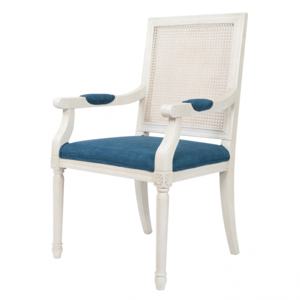 Стул French chairs Provence Garden White ArmChair Белый Темно-синий в Новосибирске | Loft Concept 