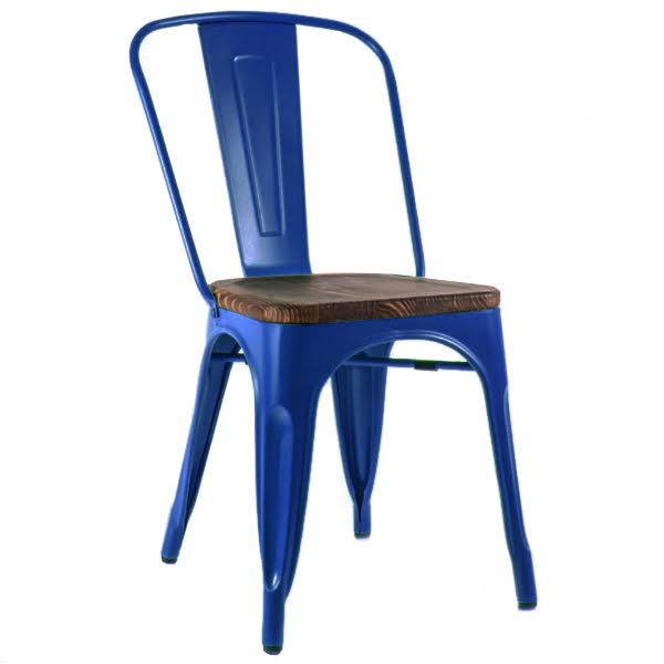 Кухонный стул Tolix Chair Wood Blue Синий Синий Коричневый в Новосибирске | Loft Concept 