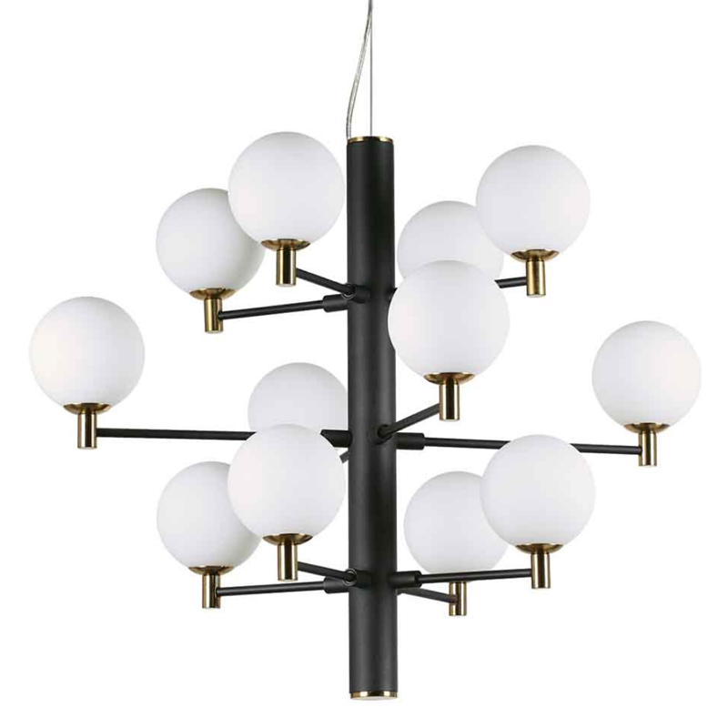 Люстра Italian Globe Abstraction Light  White and Black 12 Белый Золотой Черный в Новосибирске | Loft Concept 