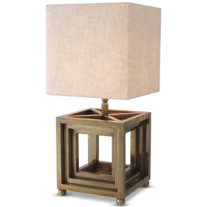 Настольная лампа Eichholtz Table Lamp Bellagio Brass Винтажная латунь Бежево-серый в Новосибирске | Loft Concept 