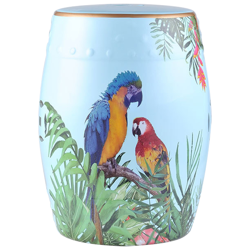 Керамический табурет Parrots Tropical Animal Ceramic Stool Blue Голубой Мульти в Новосибирске | Loft Concept 