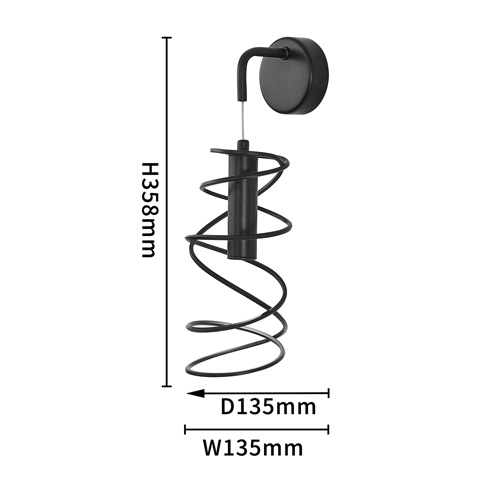 Бра светодиодное из металла со спиральным декоративным элементом черное Metal Spiral в Новосибирске