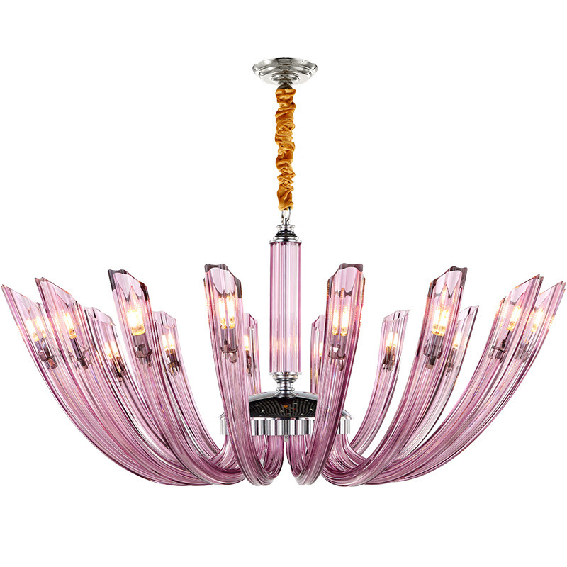 Люстра Pink Rays Chandelier Розовый Хром в Новосибирске | Loft Concept 