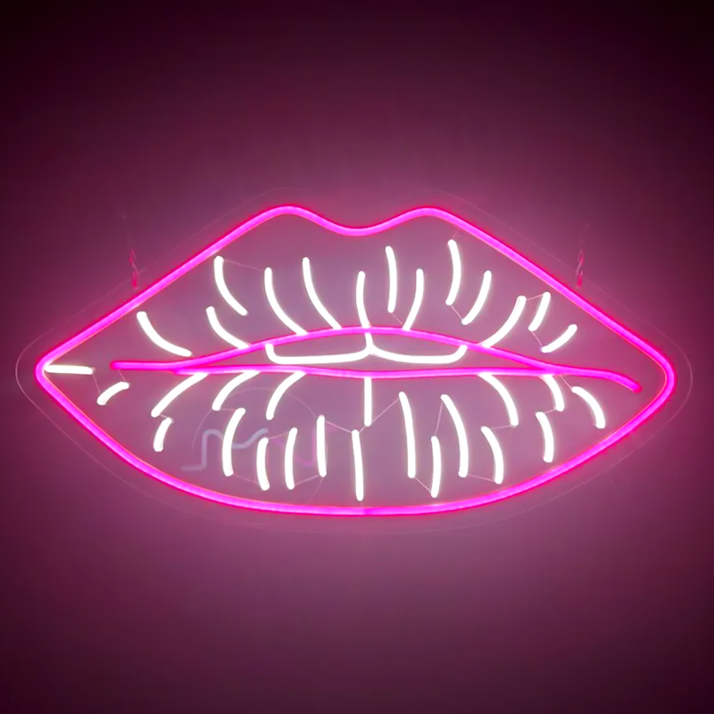 Неоновая настенная лампа Lips Neon Wall Lamp Розовый Белый в Новосибирске | Loft Concept 