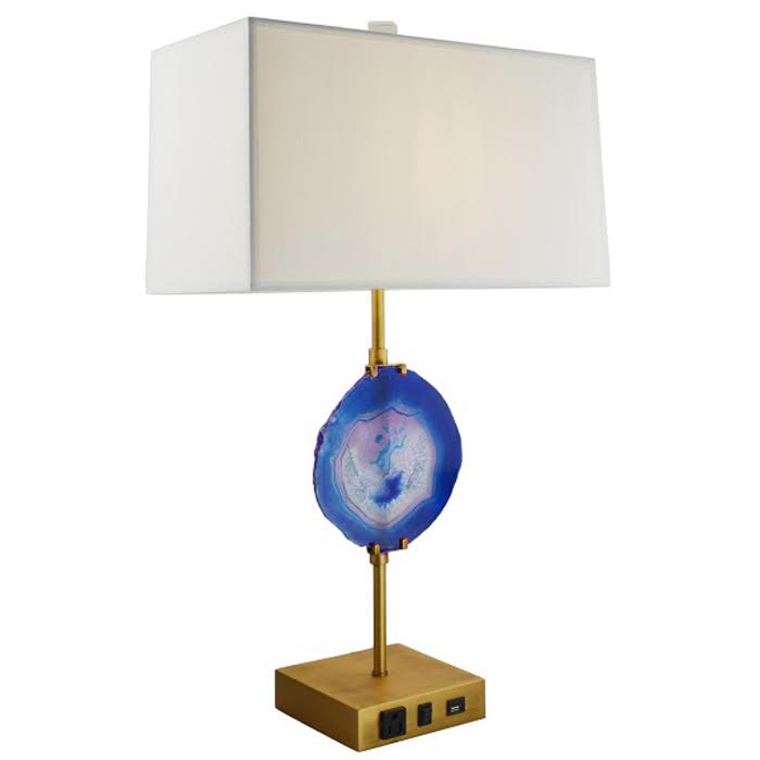 Настольная лампа Blue Agate Table Lamp Латунь Сапфирово-синий в Новосибирске | Loft Concept 