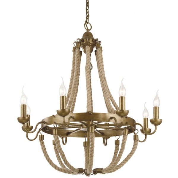 Люстра Rattan Chandelier Metall 8 Loft Rope Light  в Новосибирске | Loft Concept 