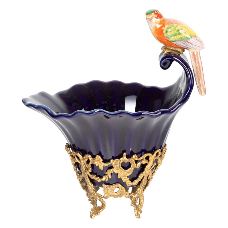 Чаша темно-синего цвета из фарфора с разноцветной птичкой Eden Garden porcelain and bronze Темно-синий Бронза Мульти Чаша темно-синего цвета из фарфора с разноцветной птичкой Eden Garden porcelain and bronze Темно-синий Бронза Мульти в Новосибирске | Loft Concept