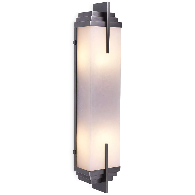 Бра Eichholtz Wall Lamp Harman Bronze Темная бронза Белое матовое стекло в Новосибирске | Loft Concept 