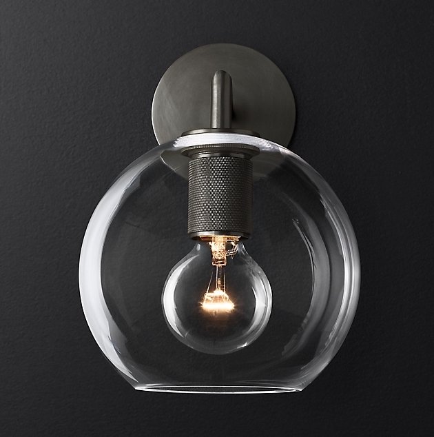 Бра RH Utilitaire Globe Shade Single Sconce Black Черный Темная бронза в Новосибирске | Loft Concept 