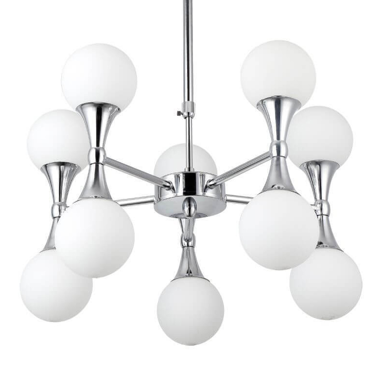 Люстра Ball Valley Chandelier Chromium 10 Белый Хром в Новосибирске | Loft Concept 