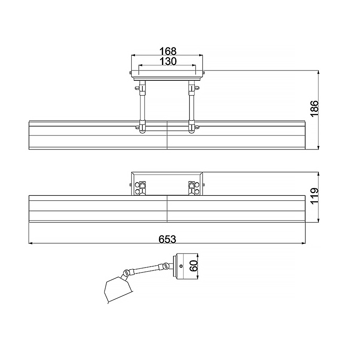 Светильник для картин с призматическим плафоном и двойными регулируемыми шарнирами Elstead Lighting в Новосибирске