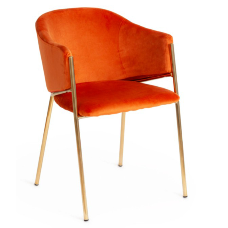 Стул Faisal Orange Velvet Chair Оранжевый Глянцевое золото в Новосибирске | Loft Concept 