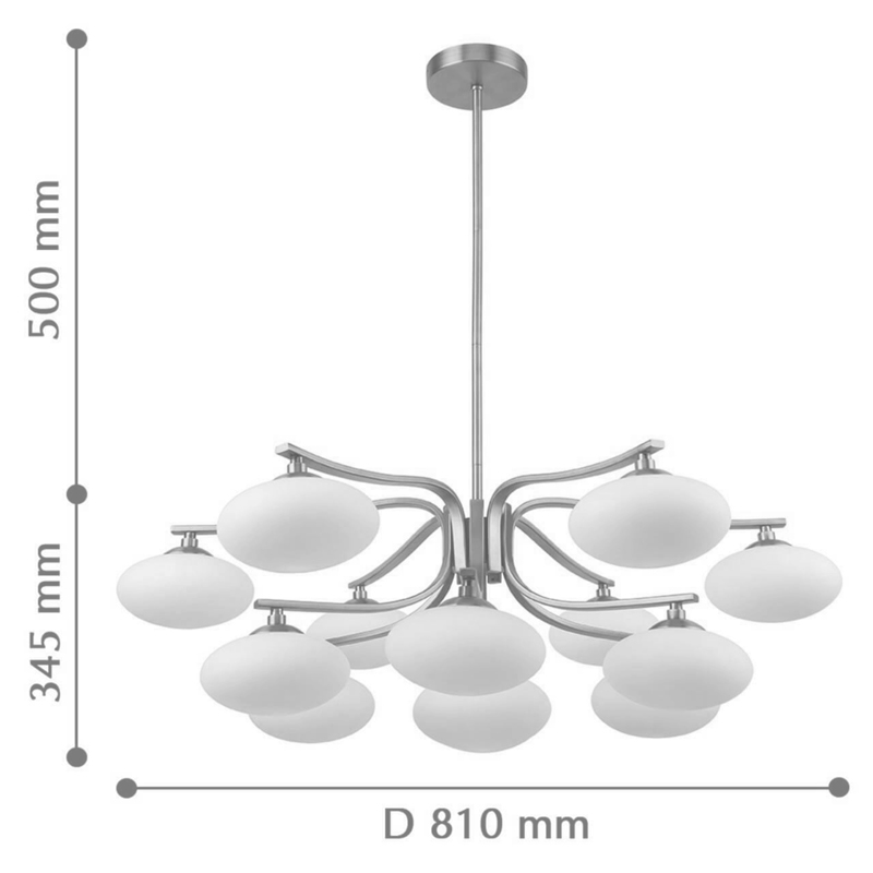 Oval Balls Mushrooms Chandelier 13 Silver в Новосибирске