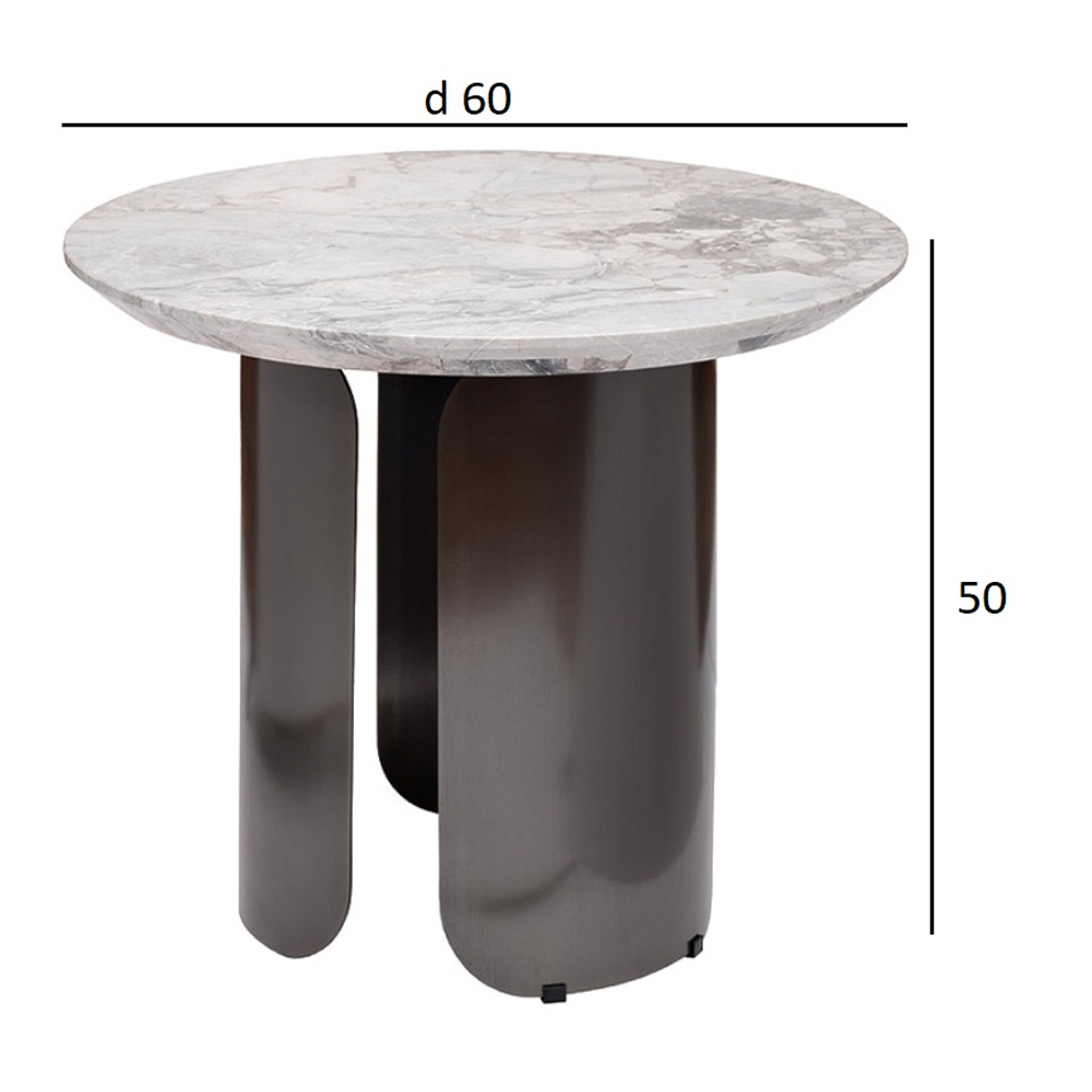 Столик журнальный круглый с мраморной столешницей Gray Marble Table в Новосибирске