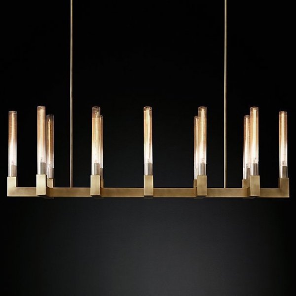 Люстра RH CANELLE Linear Chandelier 12 Modern Brass Латунь в Новосибирске | Loft Concept 