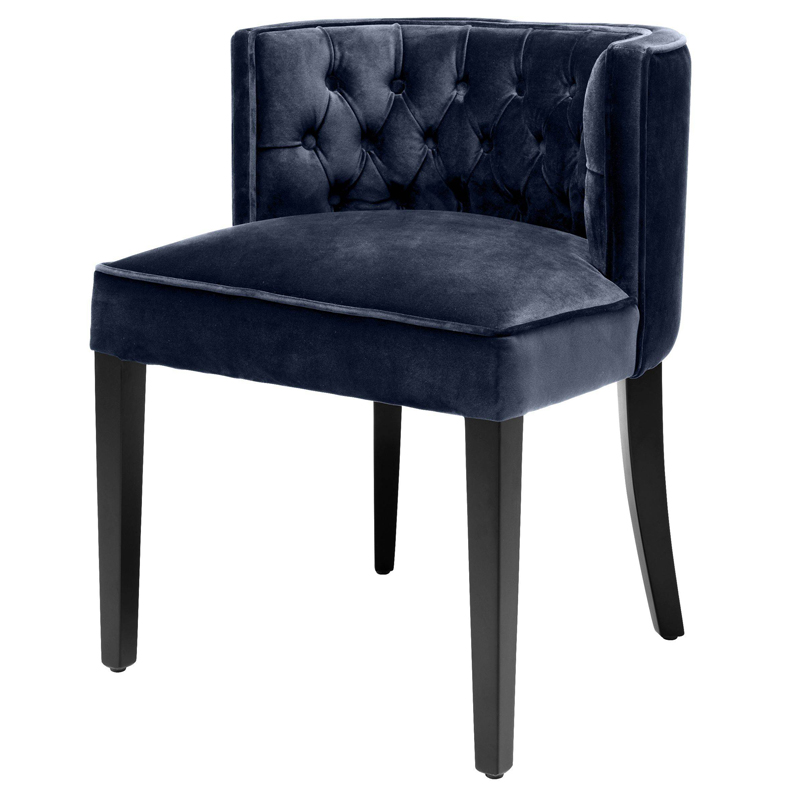 Стул Eichholtz Dining Chair Dearborn blue Темно-синий Черный в Новосибирске | Loft Concept 