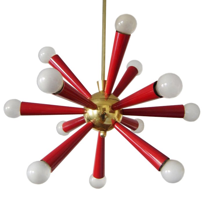 Люстра Mid Century Modern ATOMIC Sputnik Red Красный (Red) Золотой в Новосибирске | Loft Concept 