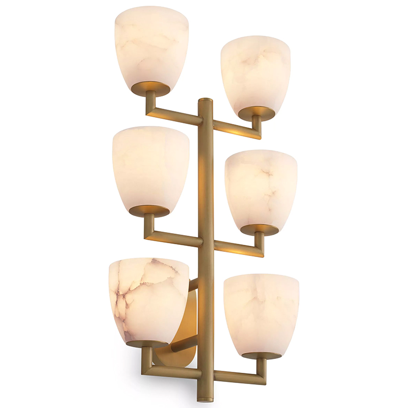 Настенный светильник Eichholtz Wall Lamp Valerius Латунь Белый Мрамор Bianco ivory ( слоновая кость ) в Новосибирске | Loft Concept 