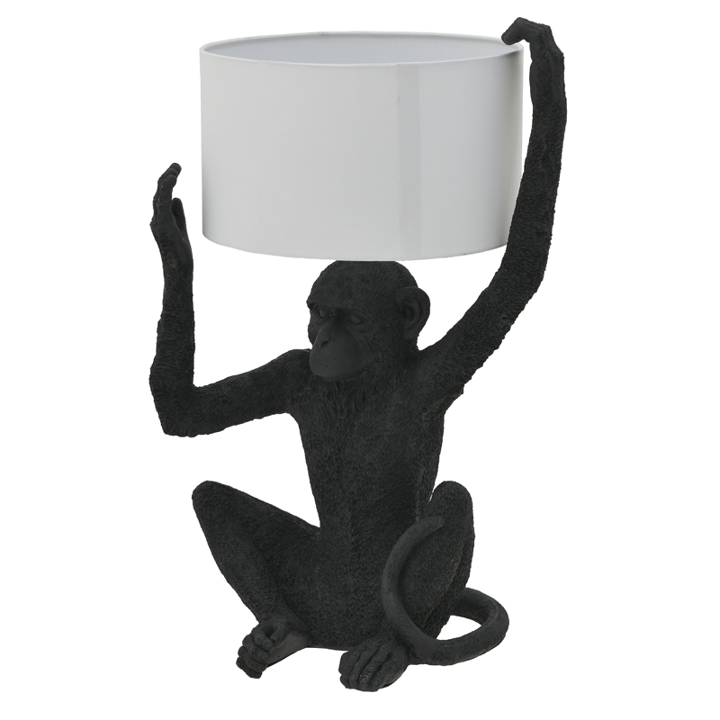 Настольная лампа Black Monkey Holding Lampshade Черный Белый в Новосибирске | Loft Concept 