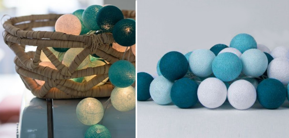 Гирлянда хлопковые фонарики Сotton Ball Aqua - Loft-Concept в Новосибирске