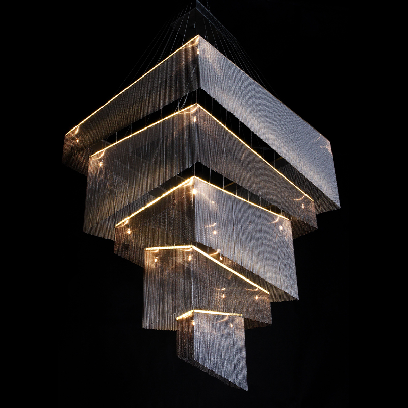 Люстра Серебряные цепочки Willowlamp Geometric Storm Silver Серебряный в Новосибирске | Loft Concept 