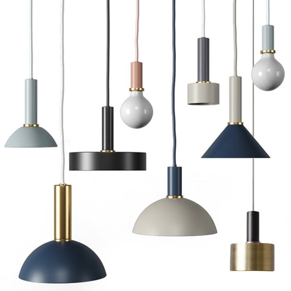 Подвесной светильник Ferm Living Socket Pendant High  Черный Латунь Голубой пастельный Темно-синий Белый Дымчатая Роза в Новосибирске | Loft Concept 