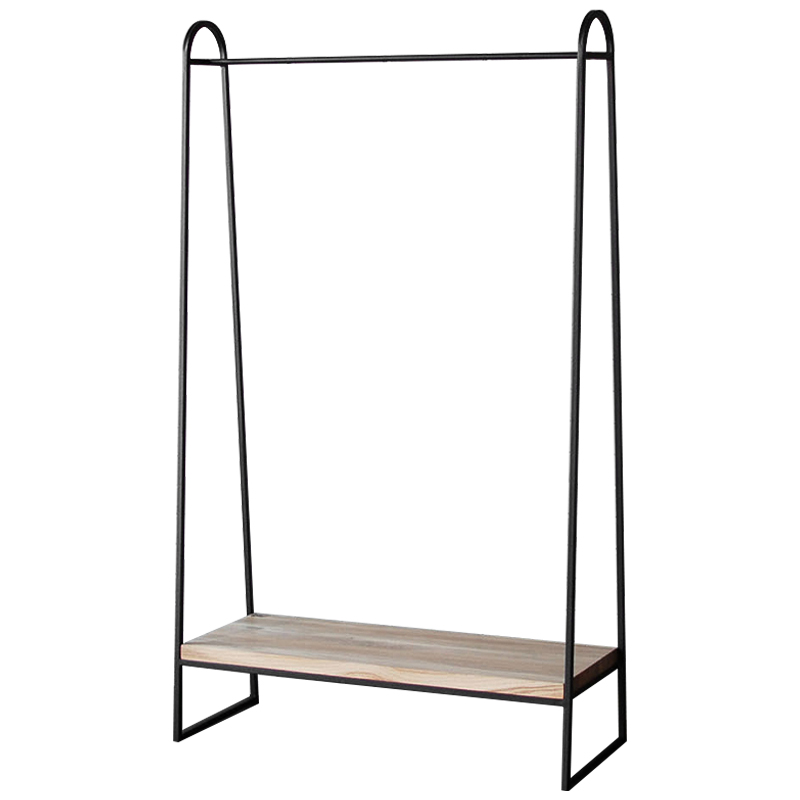 Рейл Amba Industrial Metal Rust Clothes Rail Черный Светлый дуб в Новосибирске | Loft Concept 