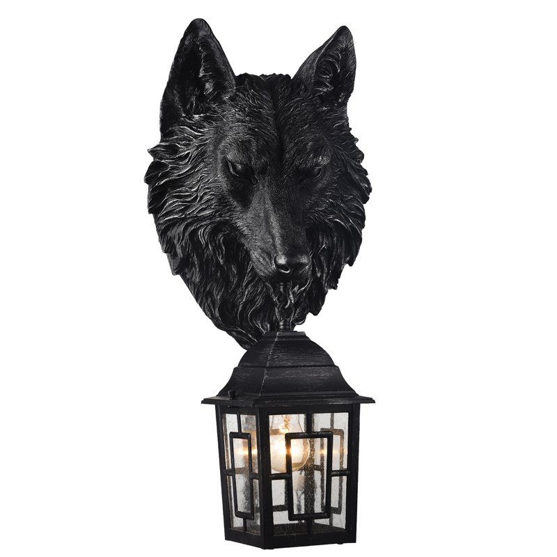 Уличный светильник Wolf Lantern Винтажный черный Прозрачное Стекло в Новосибирске | Loft Concept 